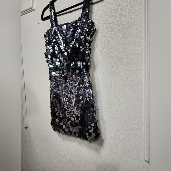Lulus Disco Aura Silver and Grey Paillette Sequin Bodycon Mini Dress XS Party - Picture 7 of 9